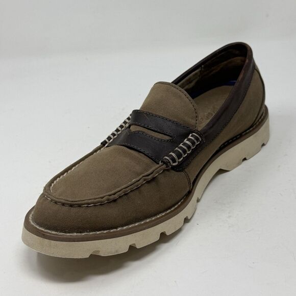Sperry Top Sider Lug Sole Loafers Mens 9 Brown Canvas Two Tone Slip On Shoes main image 7